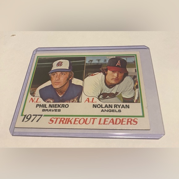 Nolan Ryan/Phil Niekro 1977 Topps Baseball Card Strikeout Leaders Vintage - Picture 1 of 3
